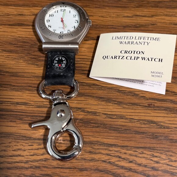Croton quartz clip on watch compass model M2003 vintage